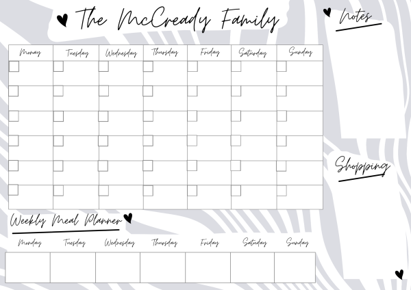 Monthly Wall Planner Geo Grey