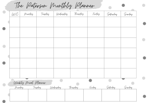 Monthly Wall Planner Grey Polka Dot