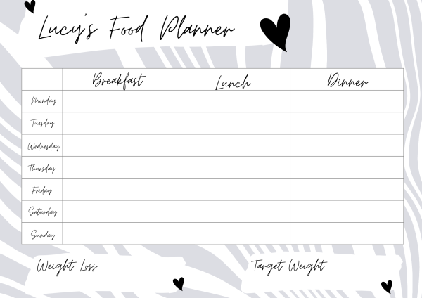Food & Weight Loss Wall Planner Grey Geo