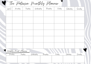 Monthly Wall Planner Grey Geo