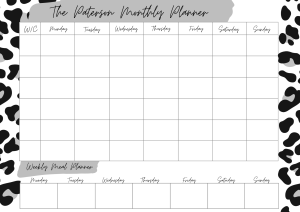 Monthly Wall Planner Grey Leopard