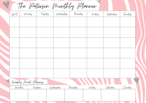 Monthly Wall Planner Pink Geo