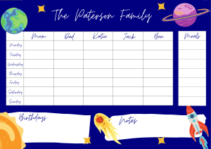 Weekly Family Activity Planner - Space Design