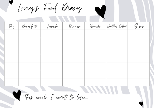 Food Diary Wall Planner Grey Geo