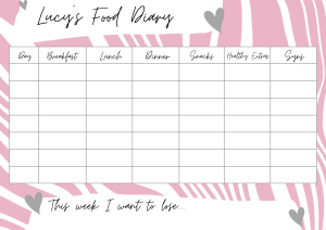 Food Diary Wall Planner Pink Geo