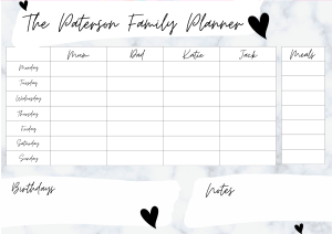 Weekly Family Activity Planner - Grey Marble