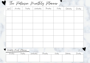 Monthly Wall Planner Grey Marble