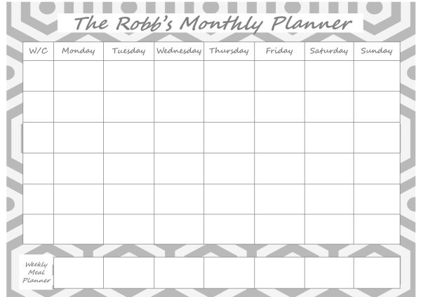 Monthly Wall Planner Grey Geo