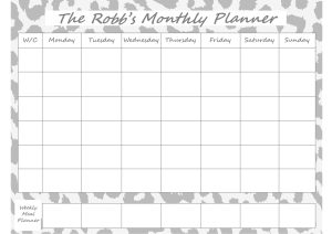 Monthly Wall Planner Grey Leopard